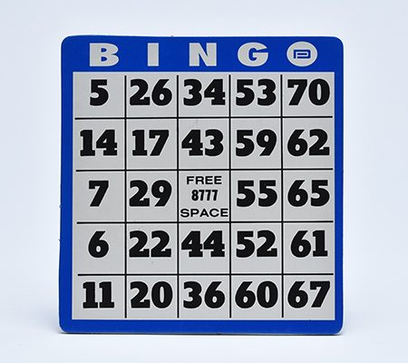 large print bingo card - blue border with big black numbers