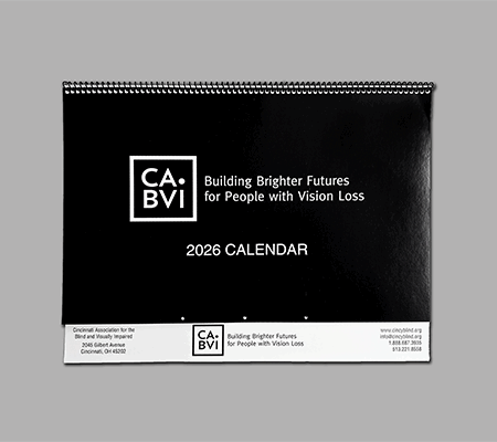 Cover of CABVI large print calendar with CABVI logo