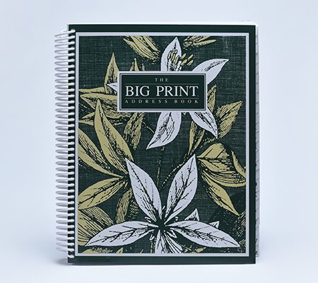 Large print address spiral notebook with flowers on it