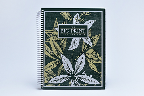 Large print address spiral notebook with flowers on it