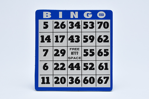 large print bingo card - blue border with big black numbers