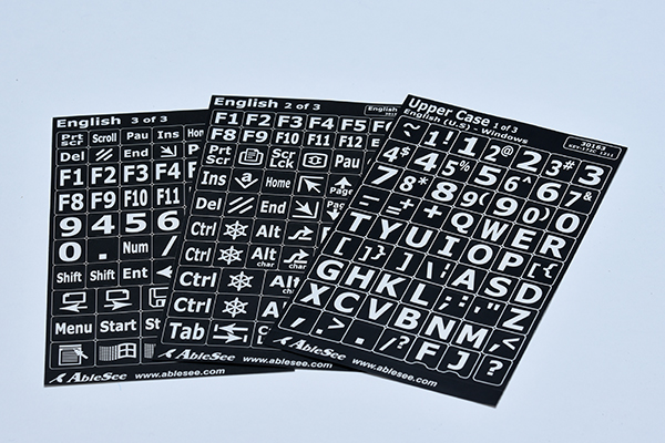 keyboard labels with white letters on black