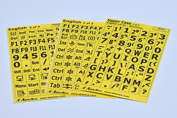 keyboard labels with black letters on yellow