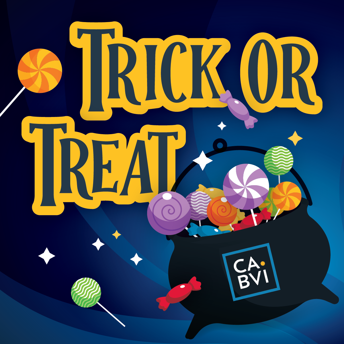 Decorative Trick or Treat image with cauldron and candy