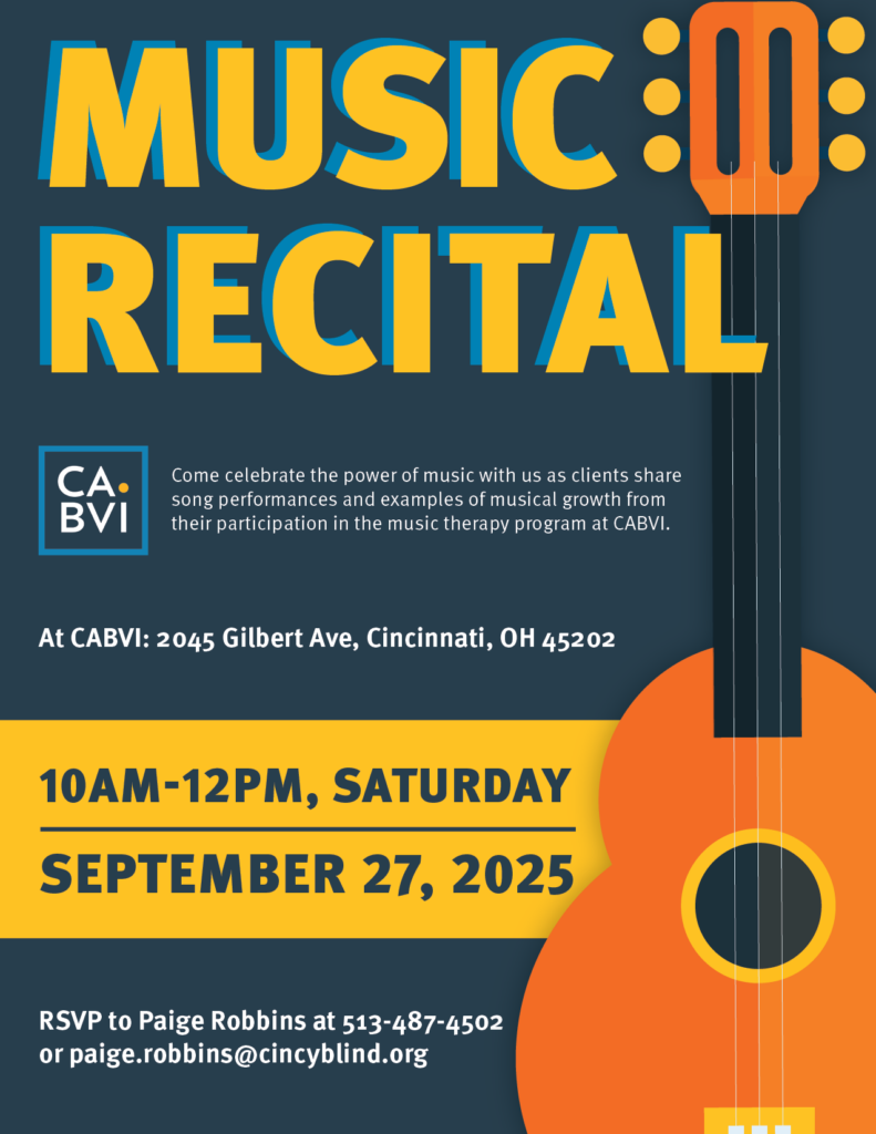 Decorative flyer with an illustration of a guitar